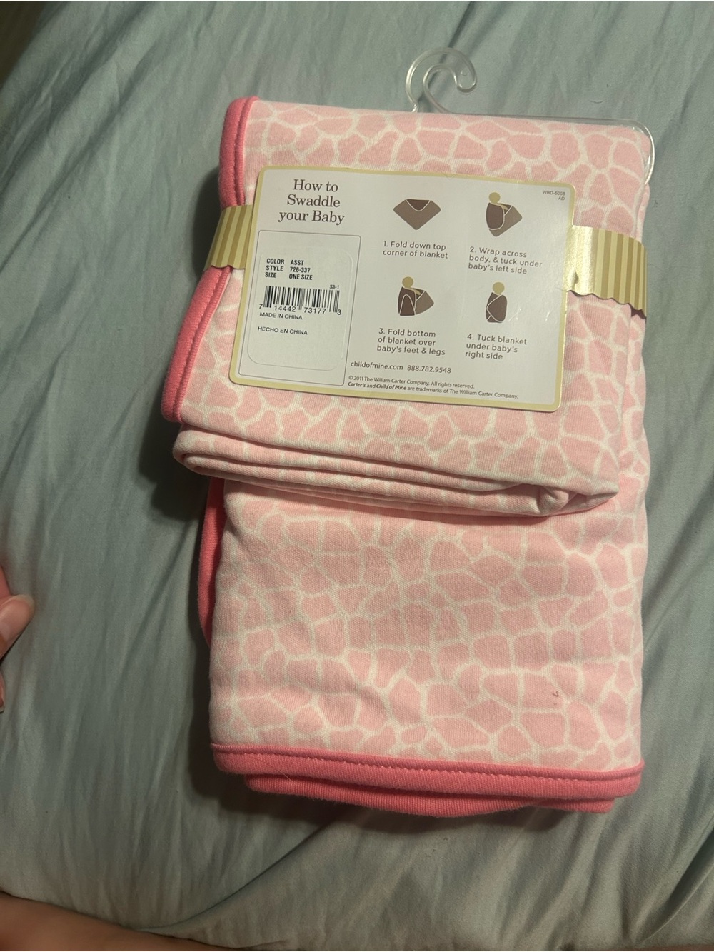 Carter's Pink Giraffe-Print Baby Swaddle Blanket